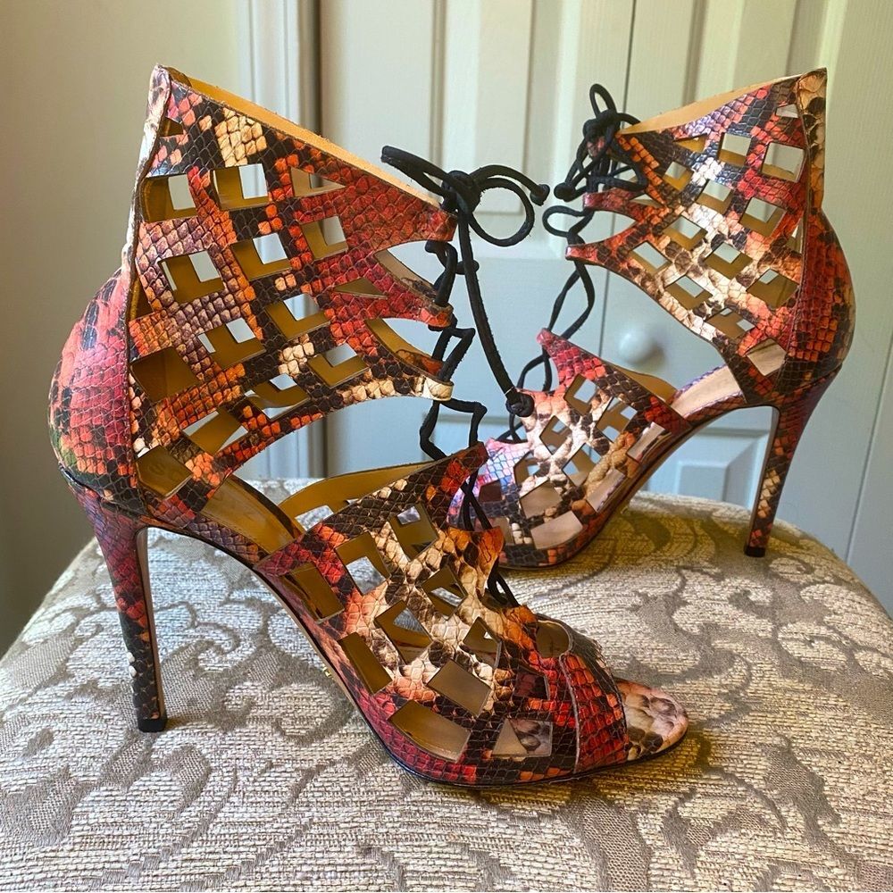 Schutz Blake Python Snakeskin Laser Cut Out Leath… - image 4